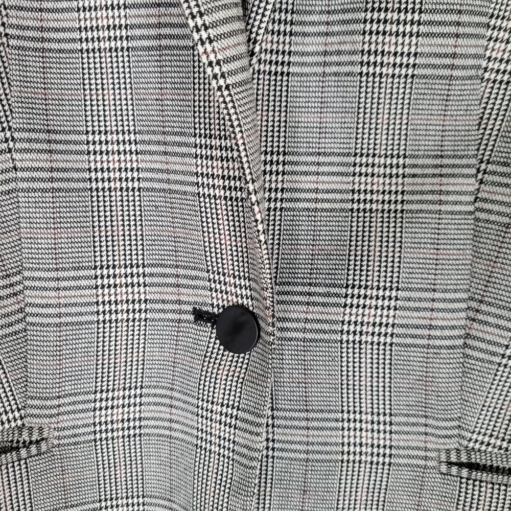 Calvin Klein Blazer Women 4 Grey Glen Plaid Single Button Tailored Jacket - Picture 6 of 9